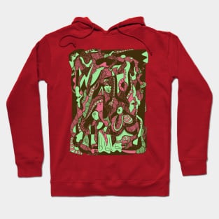 Pink and Mint Color Abstract Wave of Thoughts No 4 Hoodie